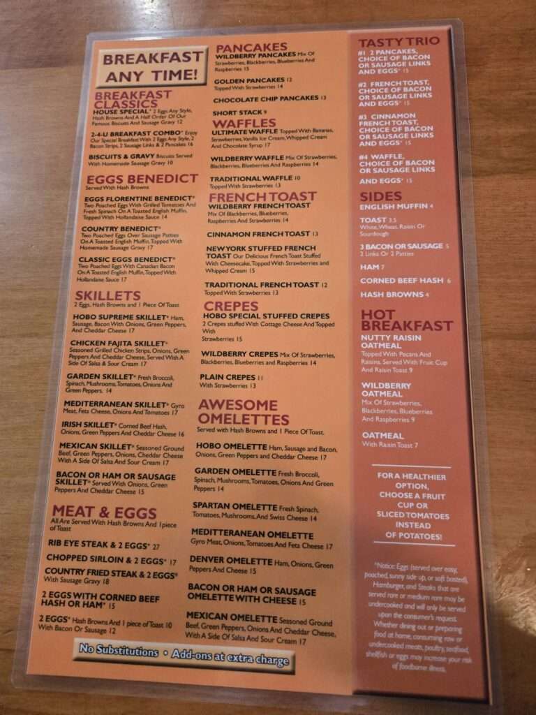 Sir Hobo’s menu 5